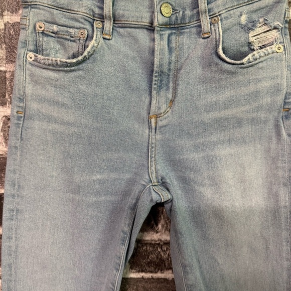 AGOLDE Sophie High Rise Skinny Crop Jeans Parallel Light Wash Raw Hem - Picture 5 of 13